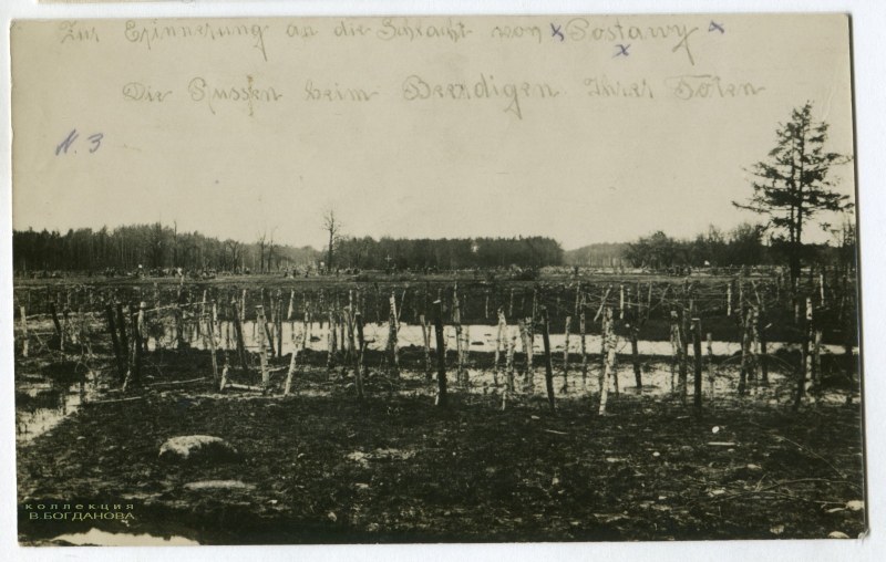 Русские санитарные команды со священниками в ходе 2-дневного Пасхального перемирия (24-25 апреля 1916 г.) собирают на нейтральной территории тела погибших солдат.